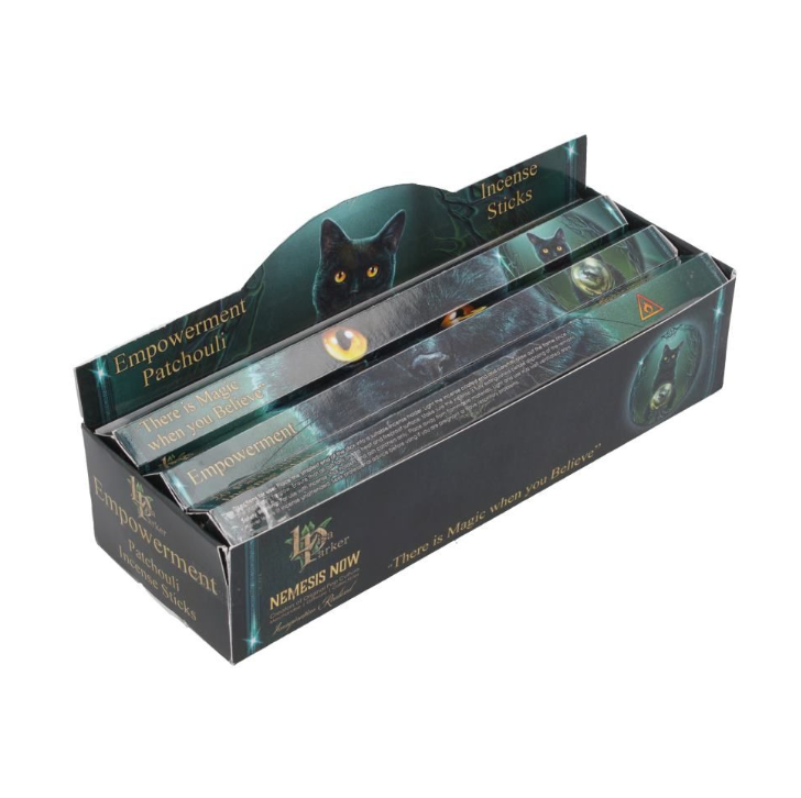 Lisa Parker patchouli scented empowerment incense sticks featuring Bewitched artwork. Ideal for grounding, protection, ritual, and meditation.