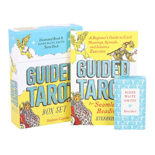 Unlock the hidden gifts within you through the mystical art of tarot with this enchanting box set. Featuring the Guided Tarot book by expert Stefanie Caponi, you’ll find simple rituals to connect with your inner wisdom, interpret the cards beyond their traditional meanings, and align your energy for clearer insights. Paired with a beautiful 78-card Rider-Waite deck, this set invites you to awaken your intuitive magic, receive divine guidance on life’s crossroads, and navigate relationship challenges—all whi