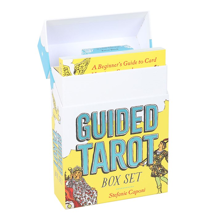 Guided Tarot Box Set packaging with colorful design on a white background