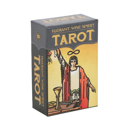 The Radiant Wise Spirit Tarot shows off the original 1909 line-art by Pamela Coleman Smith to its best advantage with vivid, warm colours. Eliminating the borders allows you to immerse yourself completely in the images enhancing your own intuition and knowledge. Includes 78 mini cards and instructions.