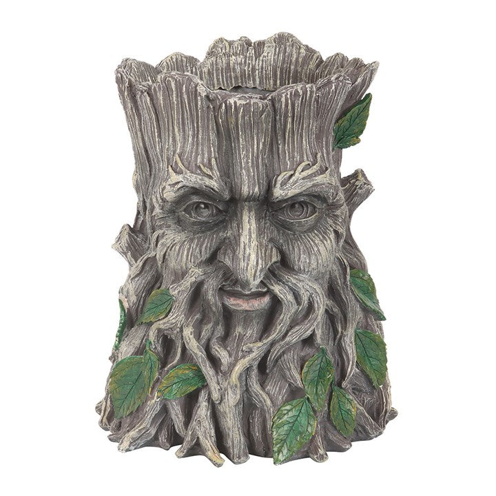 Step forth, seeker, and welcome this ancient woodland guardian into your sacred garden. Shaped in the visage of the old Pagan spirit known as the Green Man, this striking planter carries the wisdom of forests long forgotten. His rugged features, carved with the stern grace of roots and bark, rise from a beard that unfurls like twisted tendrils of the earth itself.

Cast in durable resin to endure the turning of the seasons, this vessel invites you to nestle herbs, blooms, or creeping greenery within its wat