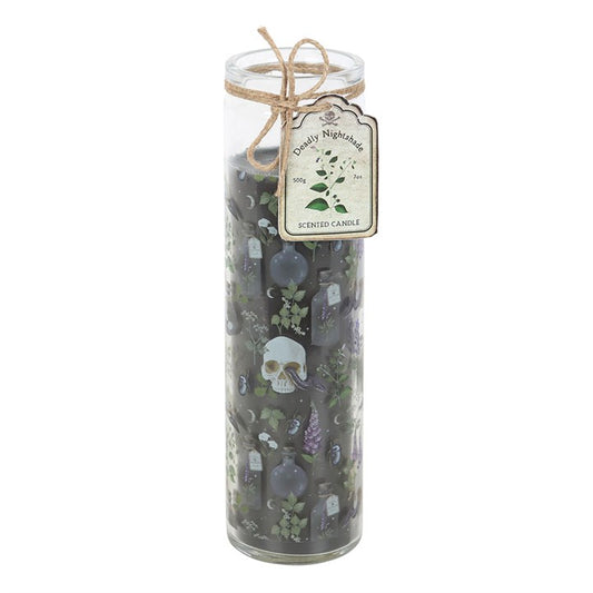 Embrace the shadowed mysteries of the green witch’s path with the Poisonous Plants Deadly Nightshade Tube Candle. Inspired by the infamous baneful herb of folklore, this candle carries an aura of danger and allure, making it a striking addition to any altar or gothic home décor. Its haunting design pays homage to the poisonous plants of old, long associated with witches, spells, and forbidden knowledge. With an approximate burn time of 70 hours, this paraffin wax tube candle brings atmosphere and intrigue t