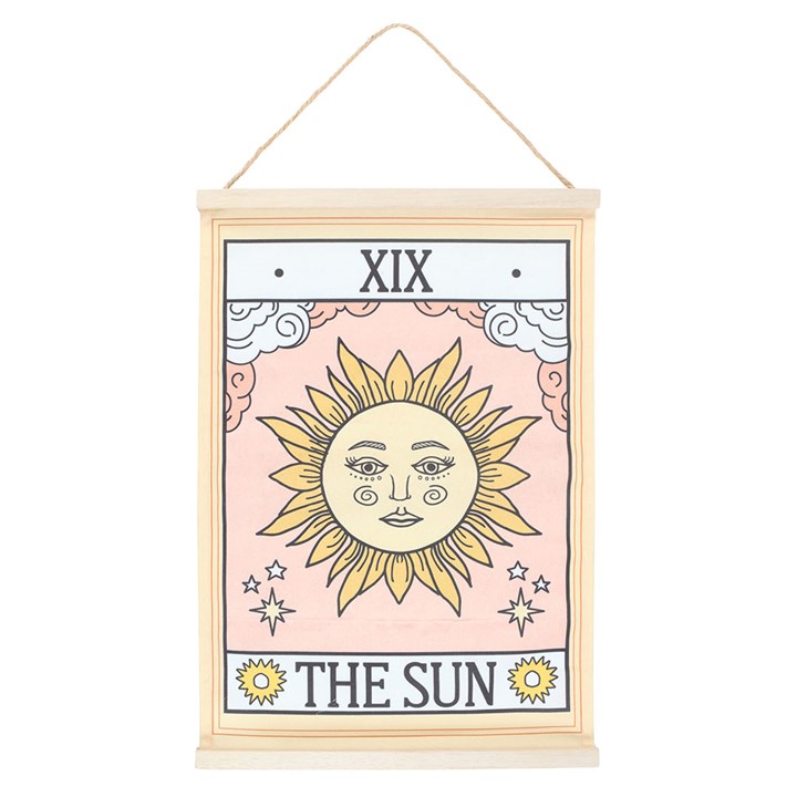 Illuminate your surroundings with The Sun Vintage Tarot Wall Hanging, showcasing a captivating celestial motif on fabric and equipped with a twine loop for effortless hanging. This enchanting decoration is ideal for tarot enthusiasts and radiant souls who embody the sun’s vibrant energy.