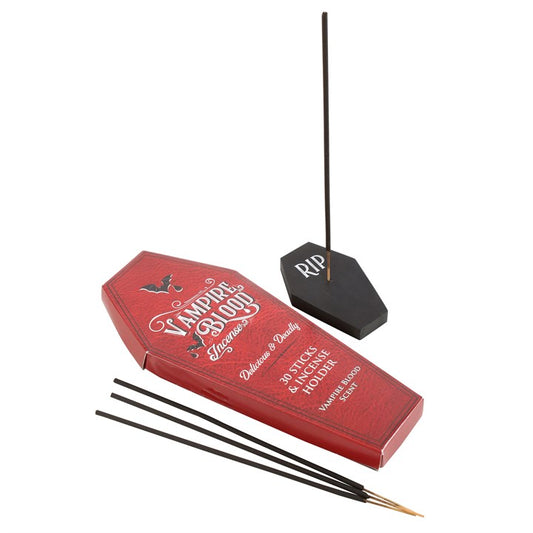 Vampire Blood Incense Sticks with Coffin Holder – Gothic Ritual Aroma Set