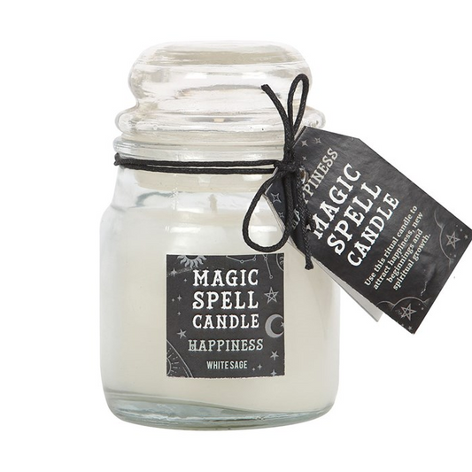 This small, white jar candle comes in a lovely white sage fragrance and is perfect for accompanying spells of balance and happiness. Whether used as alternative decor or as a sacred ritual tool, this candle will attract all the best things life has to offer. Paraffin wax.