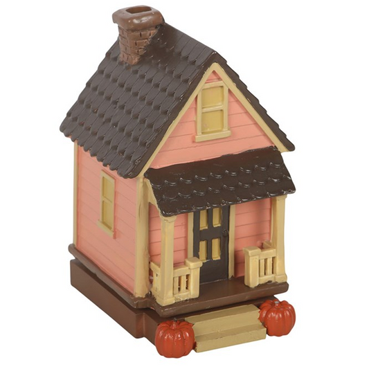 Pink House Incense Cone Burner with Pumpkins