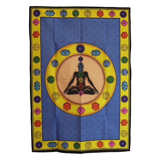Illuminate your sacred space with vibrant energy using this Chakra Fibrant Cotton Wall Art, a striking tapestry celebrating the full spectrum of the chakra system. Bursting with bright colours and flowing spiritual symbolism, this piece radiates positivity, balance, and uplifting vibrancy—perfect for energising any room.

Handmade in India and sized at 70 x 110 cm, this lightweight cotton hanging is easy to display and ideal for meditation corners, yoga studios, healing rooms, bedrooms, or any environment t