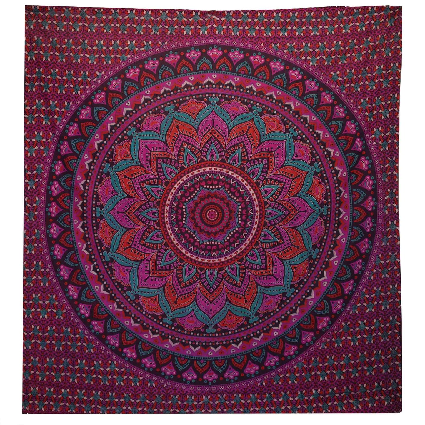 Woven from the dreams of starlit seekers, this double cotton bedspread is more than a blanket – it’s a portal to sacred stillness. Cloaked in deep purple and adorned with the timeless mandala, it calls forth balance, focus, and inner knowing.

Crafted from 100% soft cotton, this spellbinding textile serves as both a luxurious bedspread and an enchanting wall hanging. Drape it across your bed for nights of restful magic, or let it hang behind your altar to anchor your space with sacred symmetry.

Perfect for