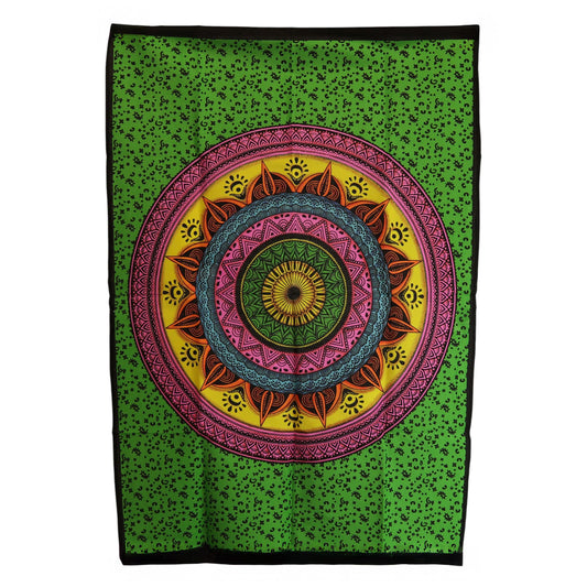 Energise your sacred space with the vivid, uplifting beauty of this Mandala Vibrant Cotton Wall Art, a striking tapestry designed to radiate colour, harmony, and positive spiritual flow. Rich tones and intricate mandala detailing create a mesmerising focal point that draws the mind into stillness while awakening creativity and inner joy.

Handmade in India and sized at 70 x 110 cm, this lightweight cotton hanging is easy to display and perfect for brightening meditation rooms, yoga studios, healing spaces, 
