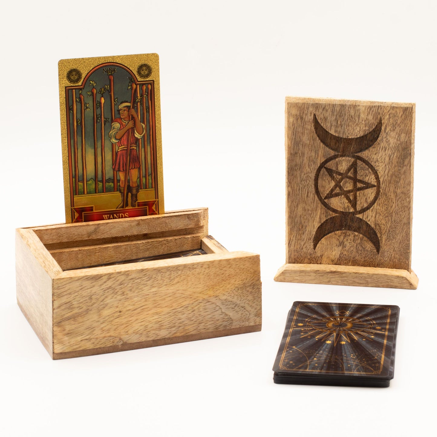 Small Tarot Box with Card Holder – Mango Wood Reading Storage