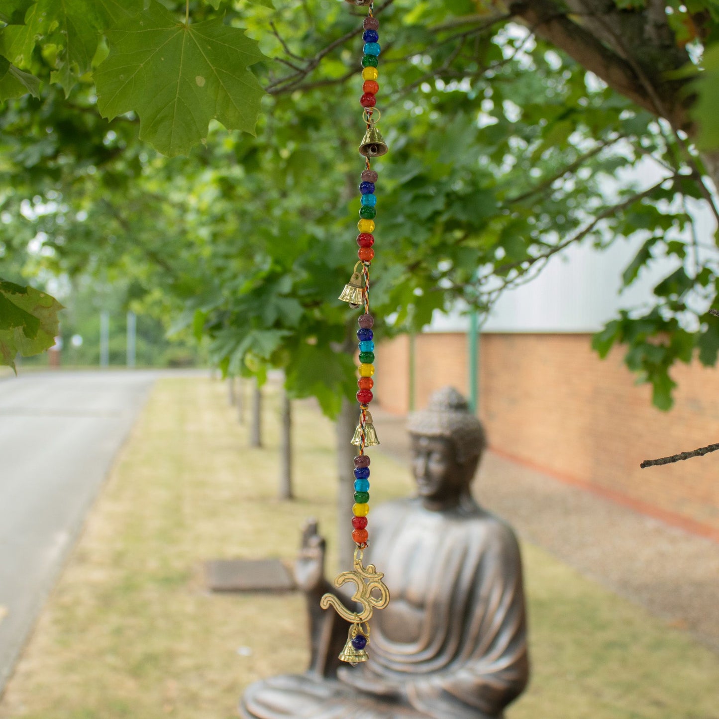 Indian Chimes - Brass OM with Chakra Beads String Bells 53cm