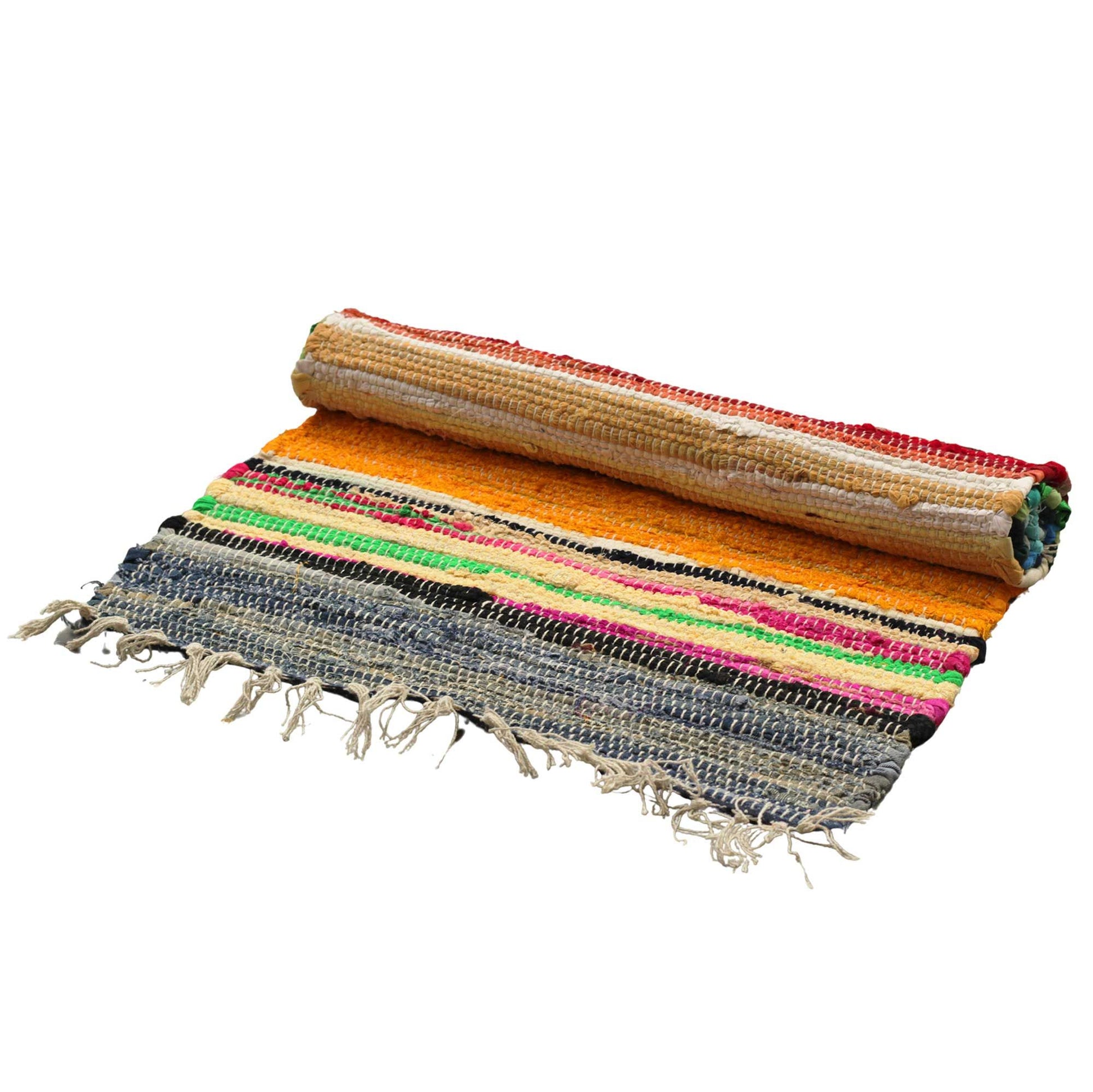 Indian Rag Rugs handmade in India from recycled cotton textiles. Colourful, eco-friendly and soft underfoot, perfect for adding warmth and style to any room.
