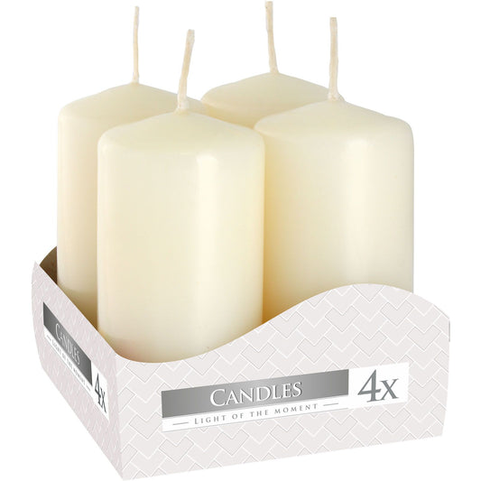 Set of 4 Ivory Pillar Candles 40x80mm – Gothic Ritual Candle Set