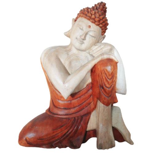 The gesture of thought is the quiet flame of wisdom, turning the mind inward toward awakening.

This 25cm Buddha statue is hand-carved from suar wood, shaped through hours of patient devotion with traditional tools. Each curve, fold, and feature carries the subtle touch of the artisan, revealing a figure that radiates contemplation and serenity.

The Buddha is shown in the Dhyana Mudra, the Gesture of Meditation and Thinking. Both hands rest gently in the lap, palms open, with the thumbs meeting to form a t