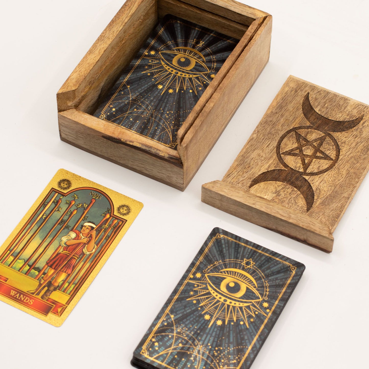 Small Tarot Box with Card Holder – Mango Wood Reading Storage