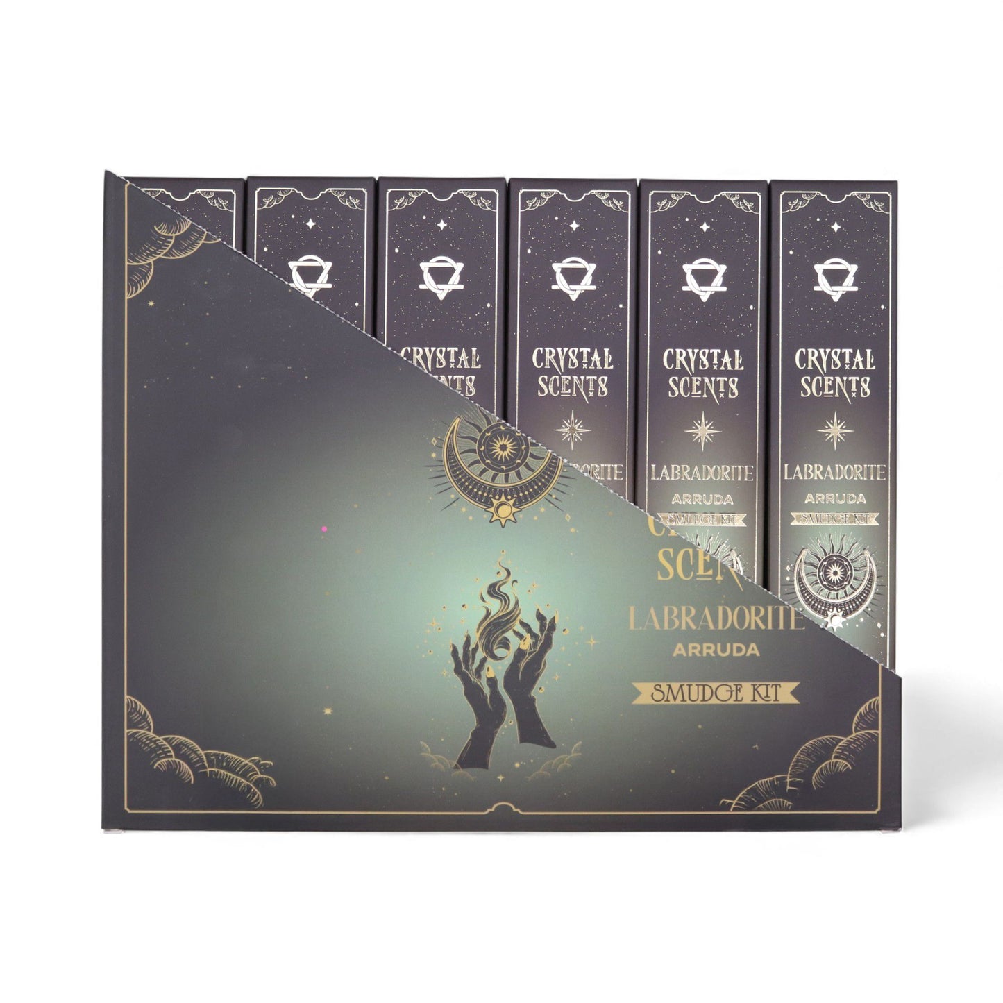 Arruda Smudge Incense with Labradorite – Herbal Cleansing Ritual Set