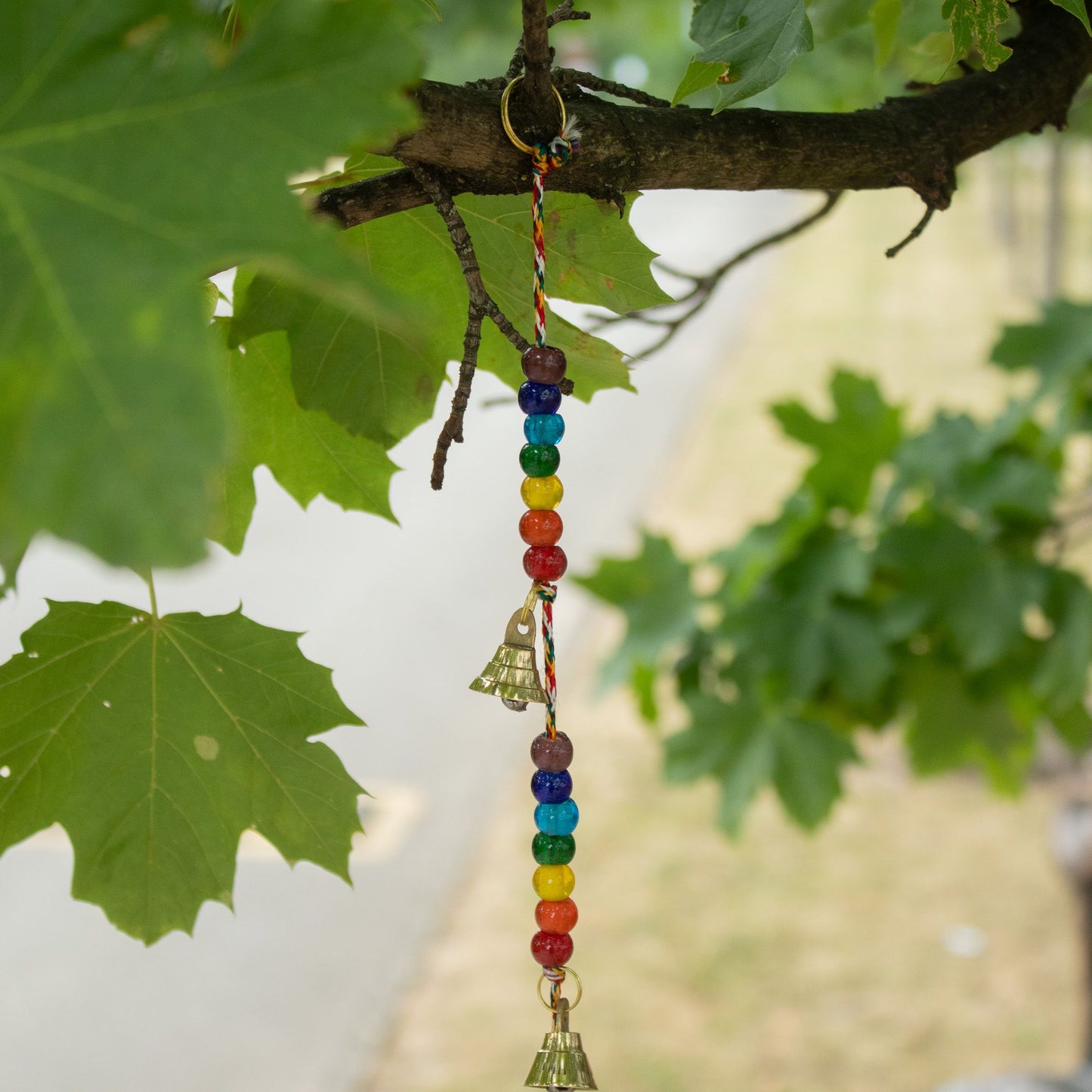 Indian Chimes - Brass OM with Chakra Beads String Bells 53cm