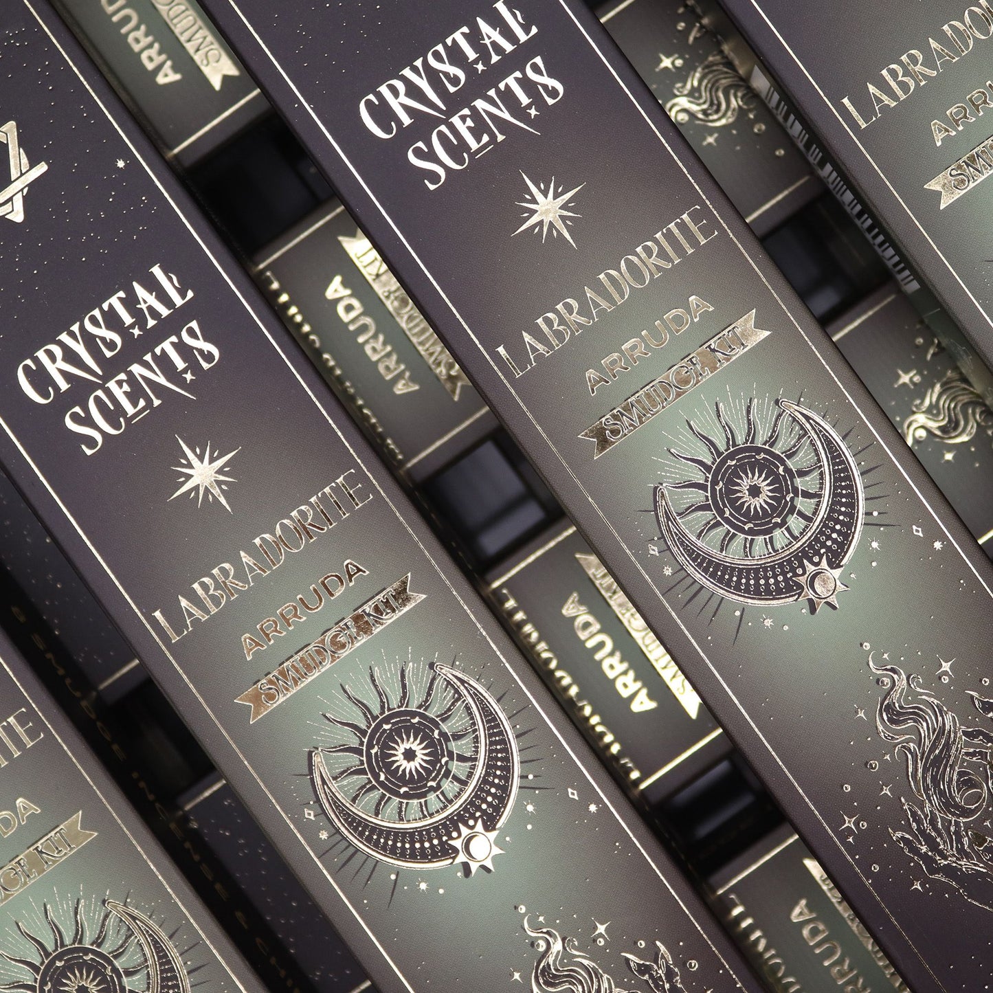 Arruda Smudge Incense with Labradorite – Herbal Cleansing Ritual Set
