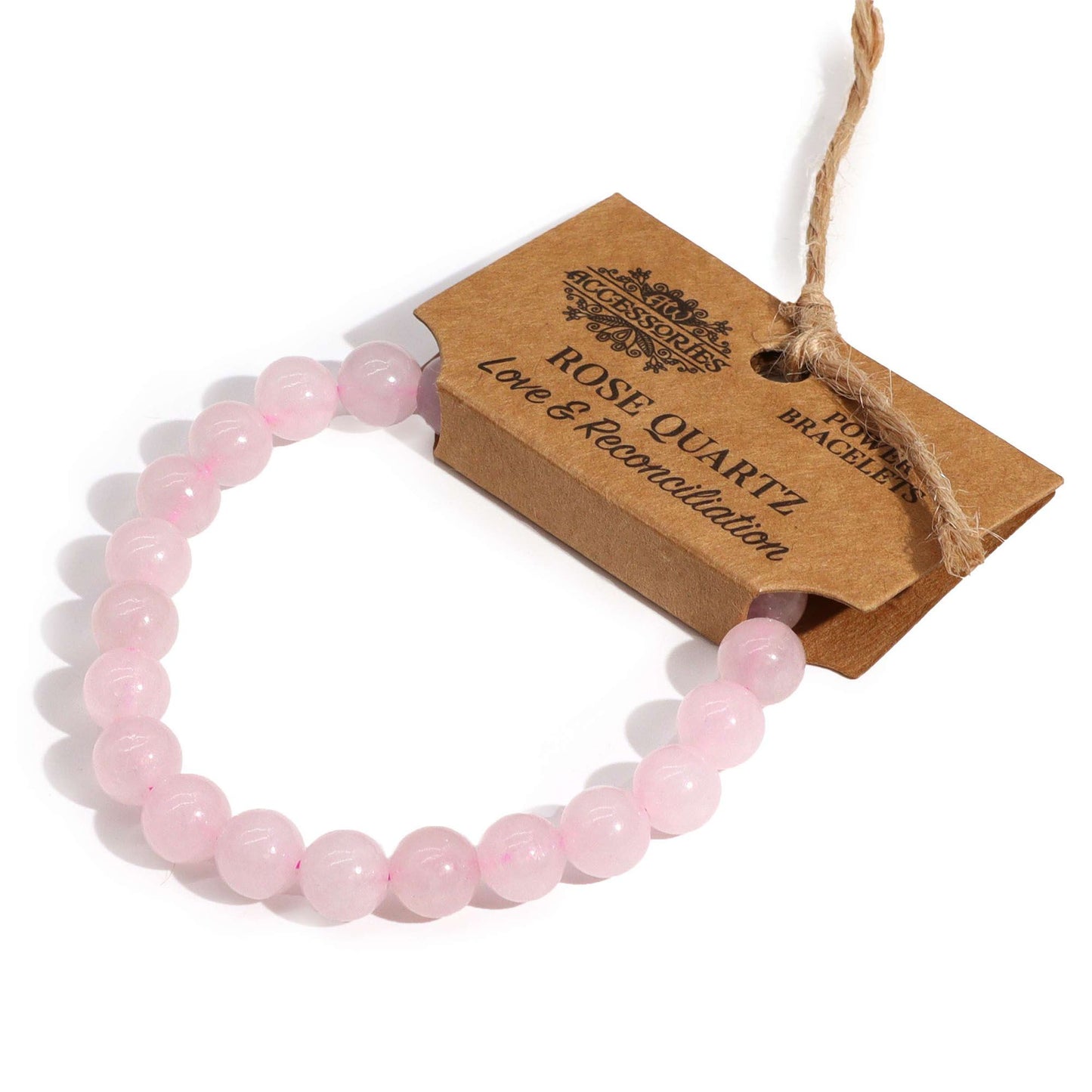 It's Rose Quartz design will look lovely with any outfit. And not only that but Rose Quartz has its own individual benefits. It is said to bring energy rays of determination, commitment, and caring. It it also said to help soothe and calm feelings of anger or resentment.&nbsp;

Gemstones sizes diameter is apprx. 8mm &nbsp; &nbsp;