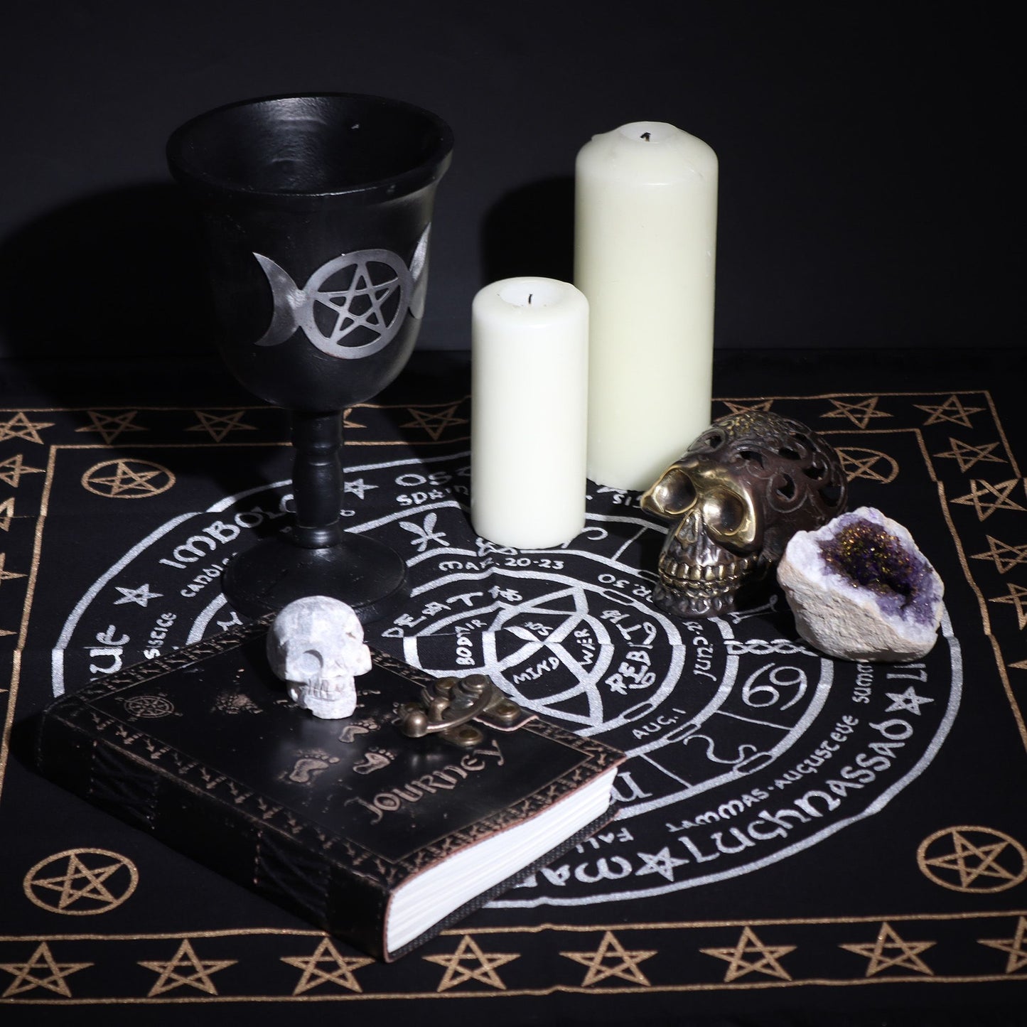 Mystic Fringed Altar Cloth – Life, Death & Rebirth Cotton 50cm