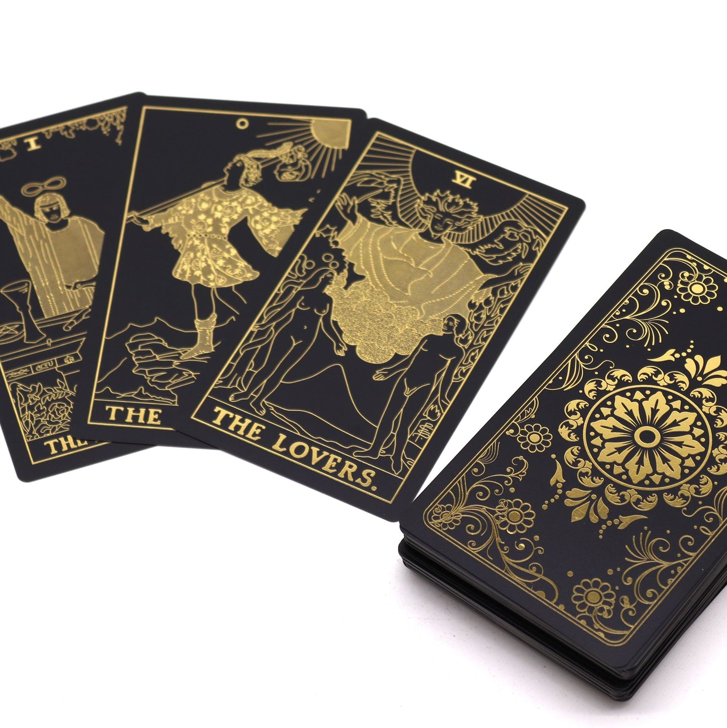 A striking blend of tradition, elegance, and mysticism, the Gold Foil Tarot Set is crafted for practitioners who value both fine craftsmanship and meaningful divination. Presented in a luxurious black and gold gift box, this set offers a refined reading experience that feels timeless, powerful, and visually captivating.

Inside, you’ll find a 78-card tarot deck that reimagines classic symbolism through bold black backgrounds and shimmering gold foil detailing. Every card radiates sophistication, transformin