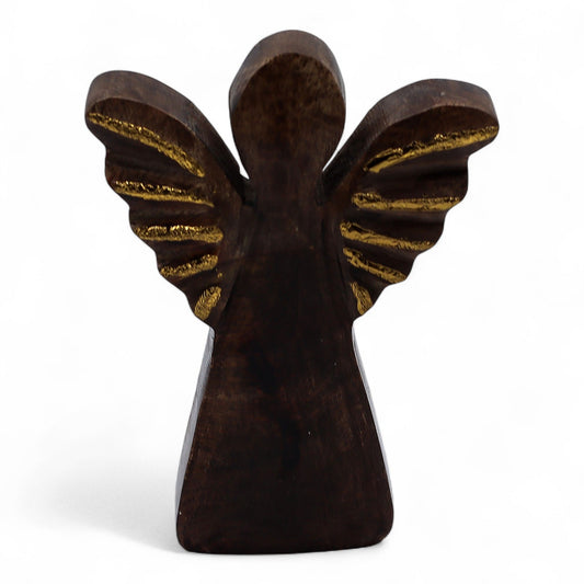 From the luminous collection of thewitchesgarden, this Small Mango Wood Angel embodies gentle beauty and spiritual warmth. Hand-carved from sustainable mango wood and adorned with shimmering gold wings, it radiates quiet grace — a tender reminder of comfort, protection, and peace.

Each angel is handmade in India, preserving the natural charm of the wood’s grain and the artisan’s careful craftsmanship. The gold detailing adds a subtle glow, making this piece equally perfect for Christmas décor, moments of p