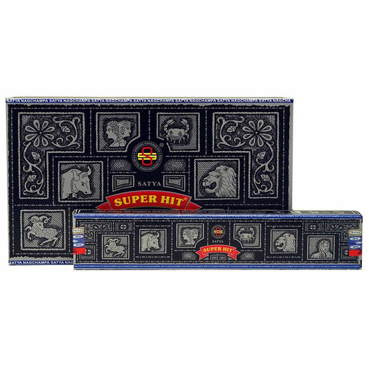 Immerse your space in the iconic aroma of Nag Champa Super Hit Incense. Each 15g pack contains approximately 12 handcrafted sticks from India, ideal for meditation, yoga, Reiki, and energy cleansing rituals.

Nag Champa, steeped in Indian folklore, has long been revered for its ability to clear negative energies and invite spiritual harmony. Its soothing, earthy fragrance enhances focus, deepens meditation, and promotes calmness and balance in your sacred space.

Perfect for daily rituals, spiritual practic