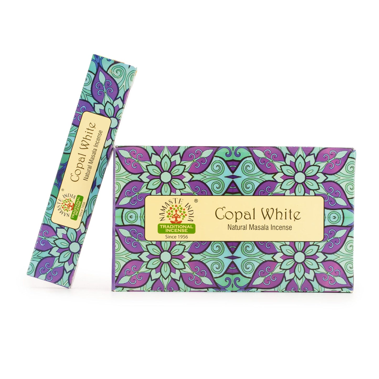 Namaste Mandala Copal White masala incense with resinous cleansing aroma. 15 handcrafted sticks ideal for meditation, yoga and relaxation.