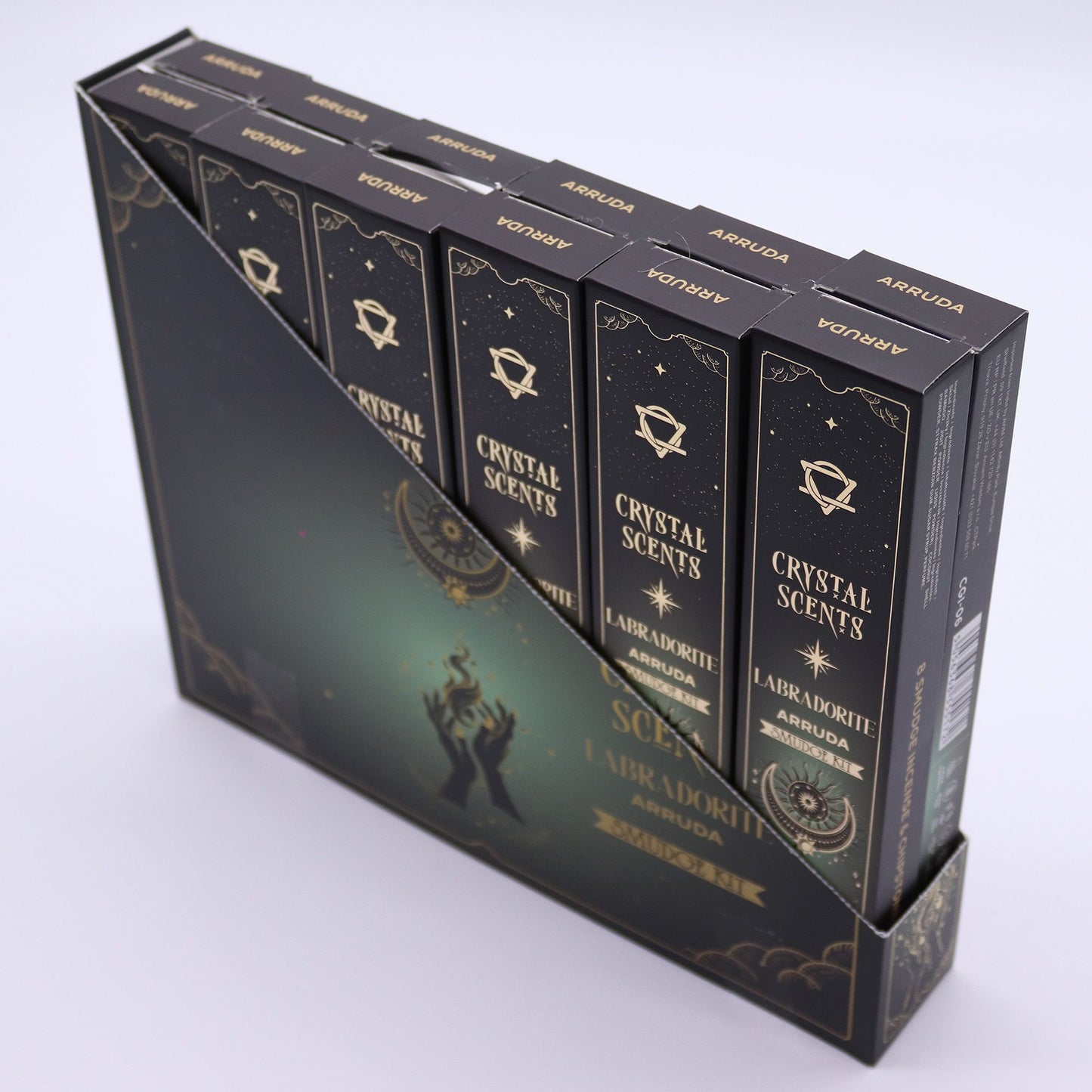 Arruda Smudge Incense with Labradorite – Herbal Cleansing Ritual Set