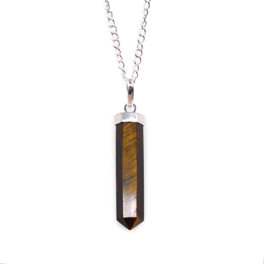 Tiger Eye is often associated with confidence, focus and grounding, making this pendant a meaningful everyday piece or a thoughtful gift for someone who appreciates crystals.

Finished with a silver-plated chain, it can be worn alone as a subtle statement or layered with other necklaces. Natural markings and colour variations make each pendant slightly unique.