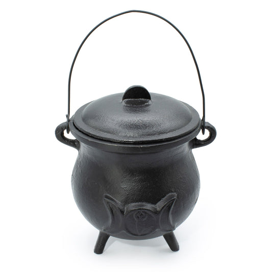 Make a powerful statement on your altar with this Extra Huge Cast Iron Triple Moon Cauldron, a substantial ritual vessel crafted for practitioners who appreciate authenticity, durability, and commanding presence. Embossed with the sacred Triple Moon symbol, this cauldron represents the Maiden, Mother, and Crone, embodying intuition, feminine power, and the cycles of life, death, and rebirth.

Weighing over 4kg, this impressive cast iron cauldron offers exceptional strength and longevity. Its generous capaci