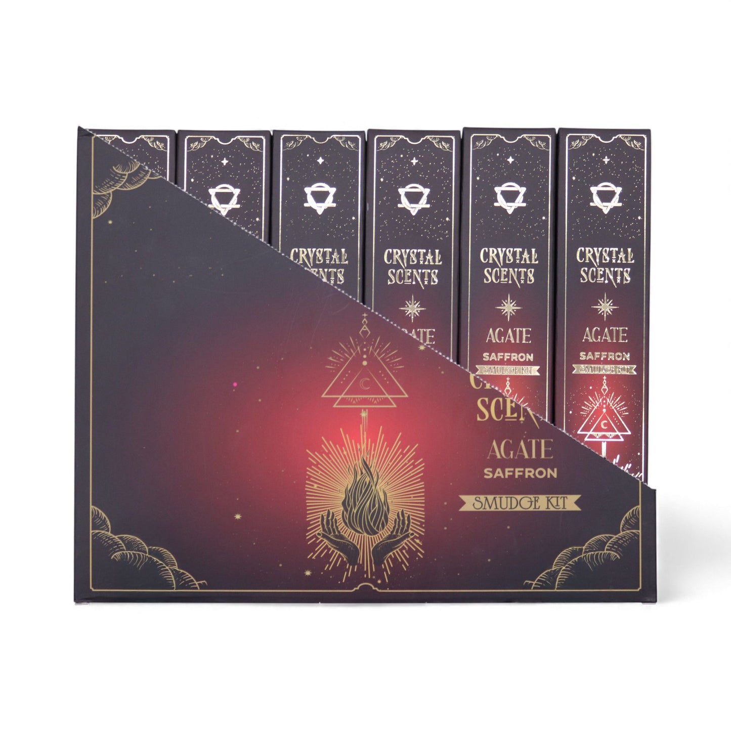 Saffron Smudge Incense with Red Agate – Warm Luxurious Ritual Set