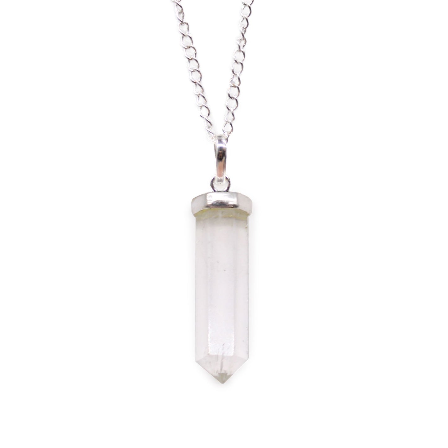 Clear, simple and easy to wear, this Rock Quartz point pendant is a beautiful choice for anyone who loves natural crystal jewellery with a clean, timeless look. The pointed crystal shape gives it a classic spiritual style, while the pale, translucent stone makes it easy to pair with everyday outfits.
