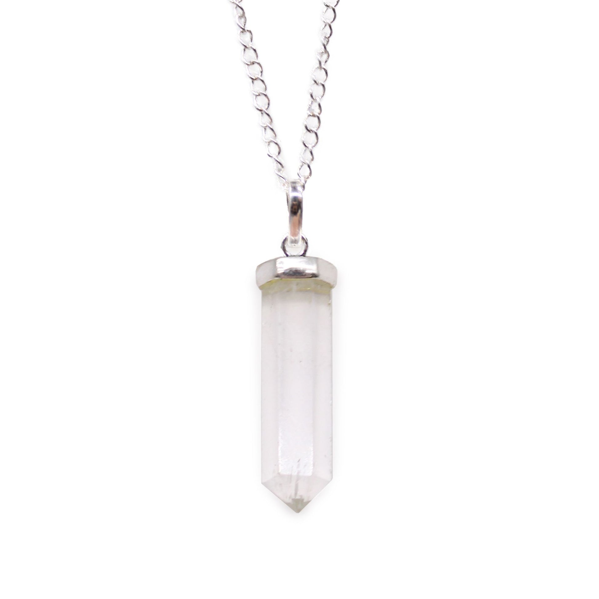 Clear, simple and easy to wear, this Rock Quartz point pendant is a beautiful choice for anyone who loves natural crystal jewellery with a clean, timeless look. The pointed crystal shape gives it a classic spiritual style, while the pale, translucent stone makes it easy to pair with everyday outfits.