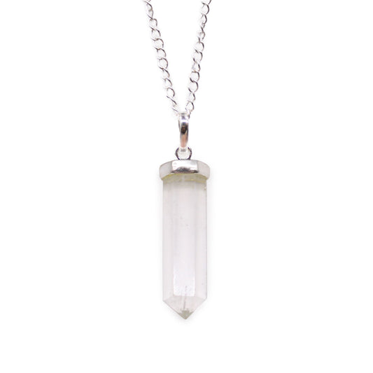 Clear, simple and easy to wear, this Rock Quartz point pendant is a beautiful choice for anyone who loves natural crystal jewellery with a clean, timeless look. The pointed crystal shape gives it a classic spiritual style, while the pale, translucent stone makes it easy to pair with everyday outfits.