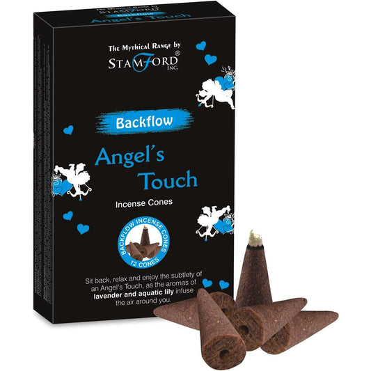 Embrace peace and purity with Stamford’s Mythical Backflow Cones – Angel Touch. Beautifully packaged in decorative boxes, these cones carry a soft, uplifting fragrance that fills your space with serenity. Once lit, the smoke drifts gracefully downward, cascading through your backflow incense burner like a blessing from above. The gentle scent lingers, creating a calm and soothing atmosphere, perfect for meditation, prayer, or quiet reflection. Ideal as a thoughtful gift or a sacred addition to your own ritu
