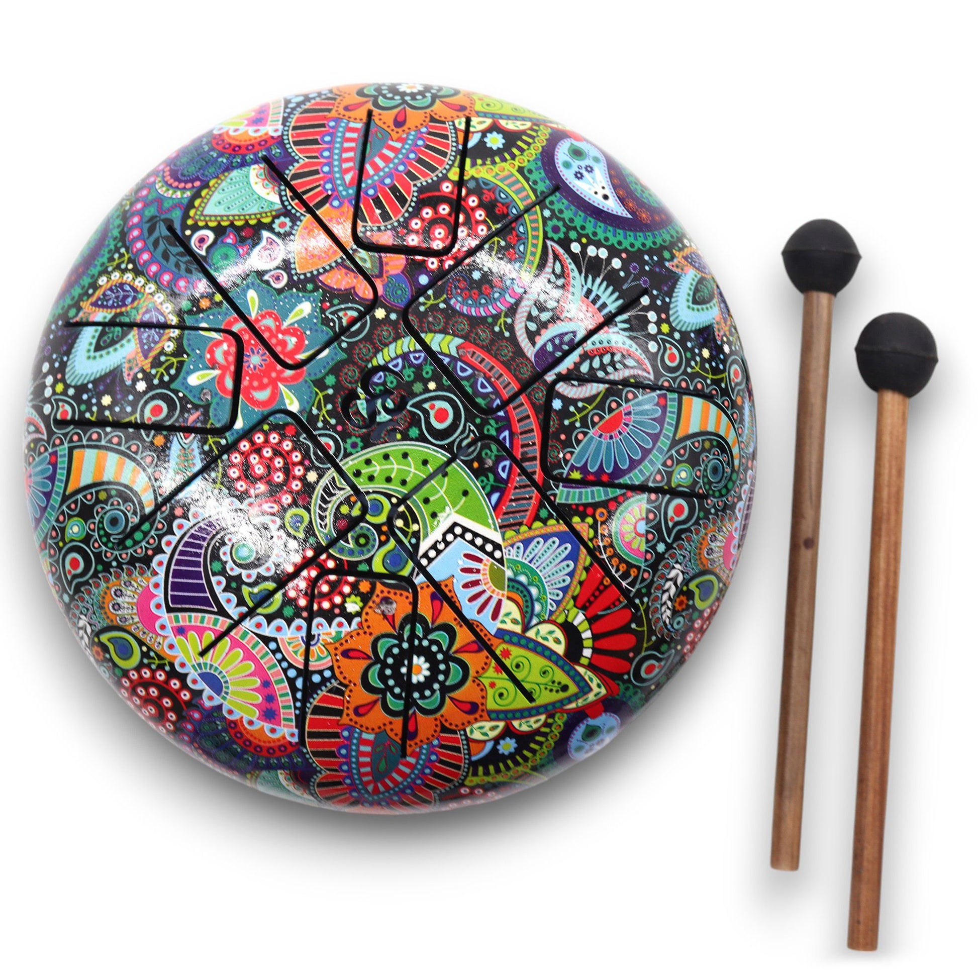 Experience the vibrant dance of sound and colour with the Hapi Drum Multi Coloured Om – 18cm. This beautifully crafted steel tongue drum combines the sacred Om symbol with a radiant spectrum of chakra-inspired colours, inviting a holistic journey through your energy centres.

Each of the 8 harmonious tones aligns with the chakras, helping to balance, clear, and uplift your energetic field. The vivid colours visually stimulate healing, while the Om grounds the vibration in spiritual connection and sacred man