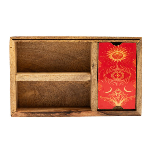 Three Section Tarot Box with Card Holder – Mango Wood Ritual Storage