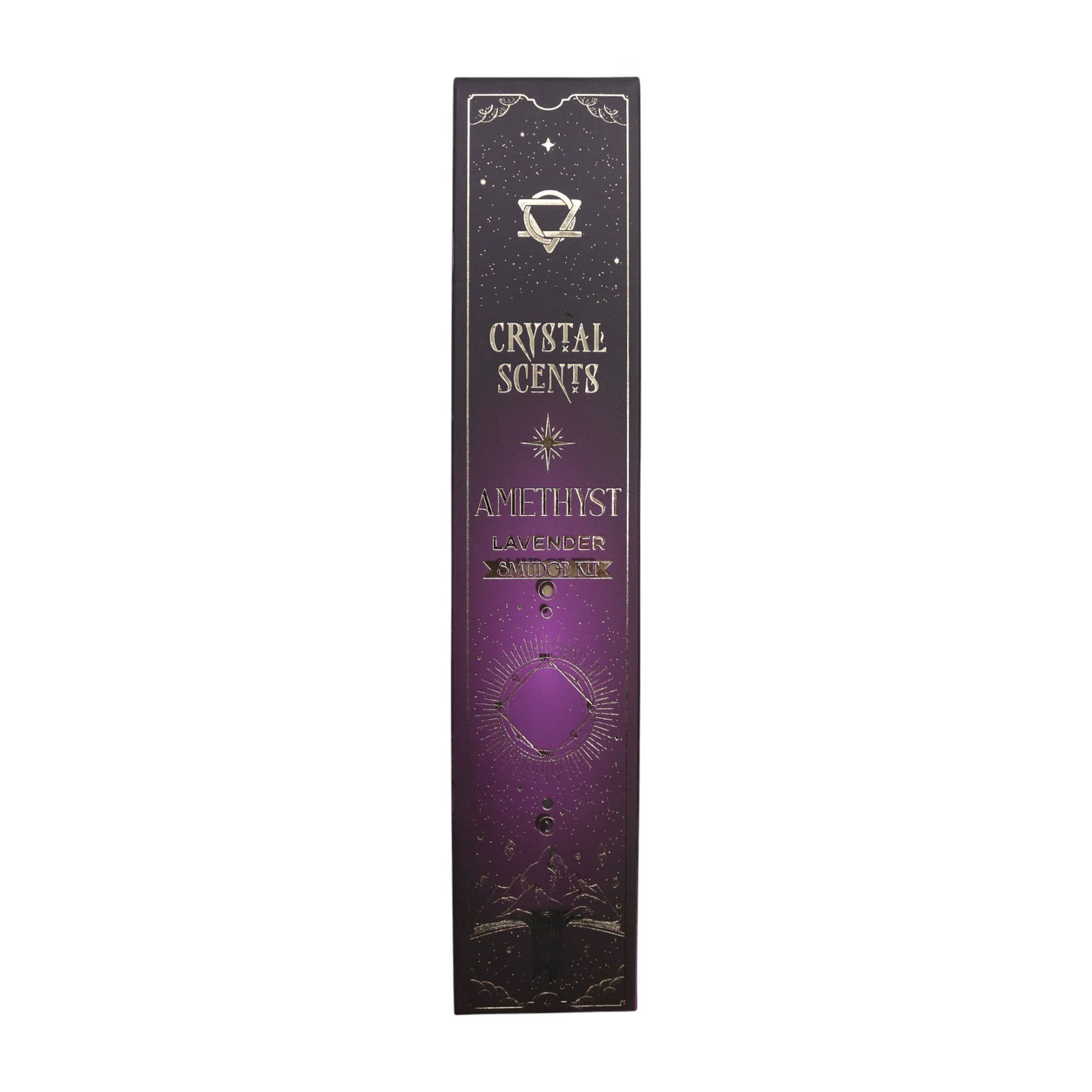 Bring a soft, calming mood into your space with these Lavender Smudge Incense sticks, each paired with natural amethyst chipstones. Made in India and crafted with traditional methods.

This set includes ten approx. 20 cm smudge sticks. The scent burns with a gentle herbal sweetness, giving your room a relaxed, comforting feel.