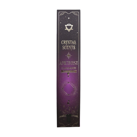 Bring a soft, calming mood into your space with these Lavender Smudge Incense sticks, each paired with natural amethyst chipstones. Made in India and crafted with traditional methods.

This set includes ten approx. 20 cm smudge sticks. The scent burns with a gentle herbal sweetness, giving your room a relaxed, comforting feel.