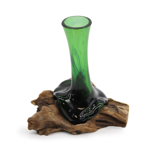 Molten Recycled Beer Bottles Glass on Wood – Eco Witchcraft Decor