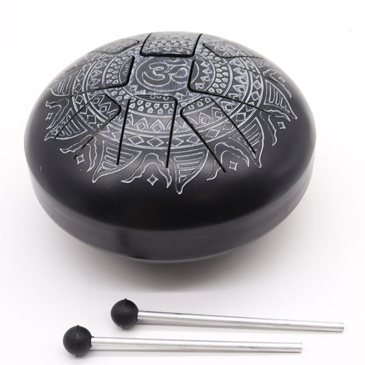 Step into the sacred with the Med Hapi Drum Om Mandala Engraved – 22x15cm, where sound, symbol, and spirit unite. Etched with the Om symbol and a delicate mandala design, this 8-tone steel tongue drum invites you into a deeper state of balance, presence, and healing.

The engraved mandala acts as a visual meditation, while the tones gently align the chakras and clear energetic blockages. Ideal for ritual, reiki, sound baths, or solo meditation, this drum becomes a ceremonial ally for those walking a path of