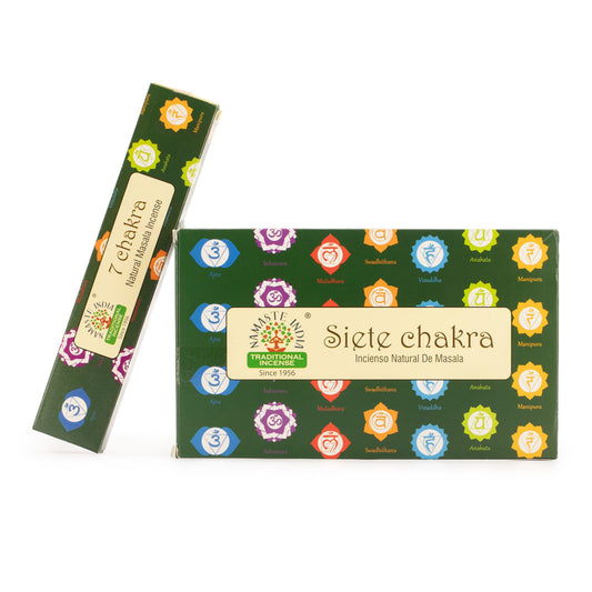 Namaste Mandala 7 Chakra masala incense. 15 handcrafted Indian incense sticks for meditation, yoga, relaxation and spiritual balance.
