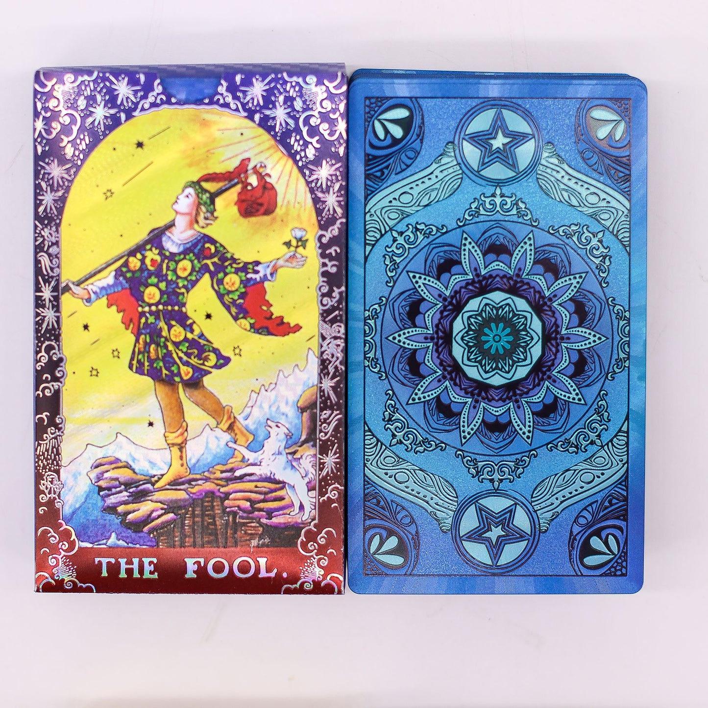 Mandala Blue Foil Tarot Deck – 78-Card PET Sacred Geometry Tarot