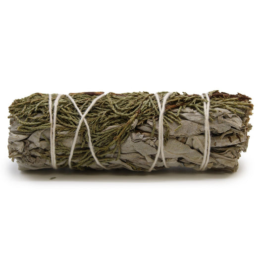 From The Witches’ Garden comes a sacred herb bundle for purification and spiritual protection — the White Sage & Juniper Smudge Stick. Handcrafted and measuring approximately 10cm, this potent combination blends white sage, known for clearing negative energy, with juniper, revered for its protective and purifying properties.

Perfect for cleansing your home, altar, or aura, this smudge stick invites balance, grounding, and renewed energy. Burn before rituals, meditation, or whenever your space feels heavy, 
