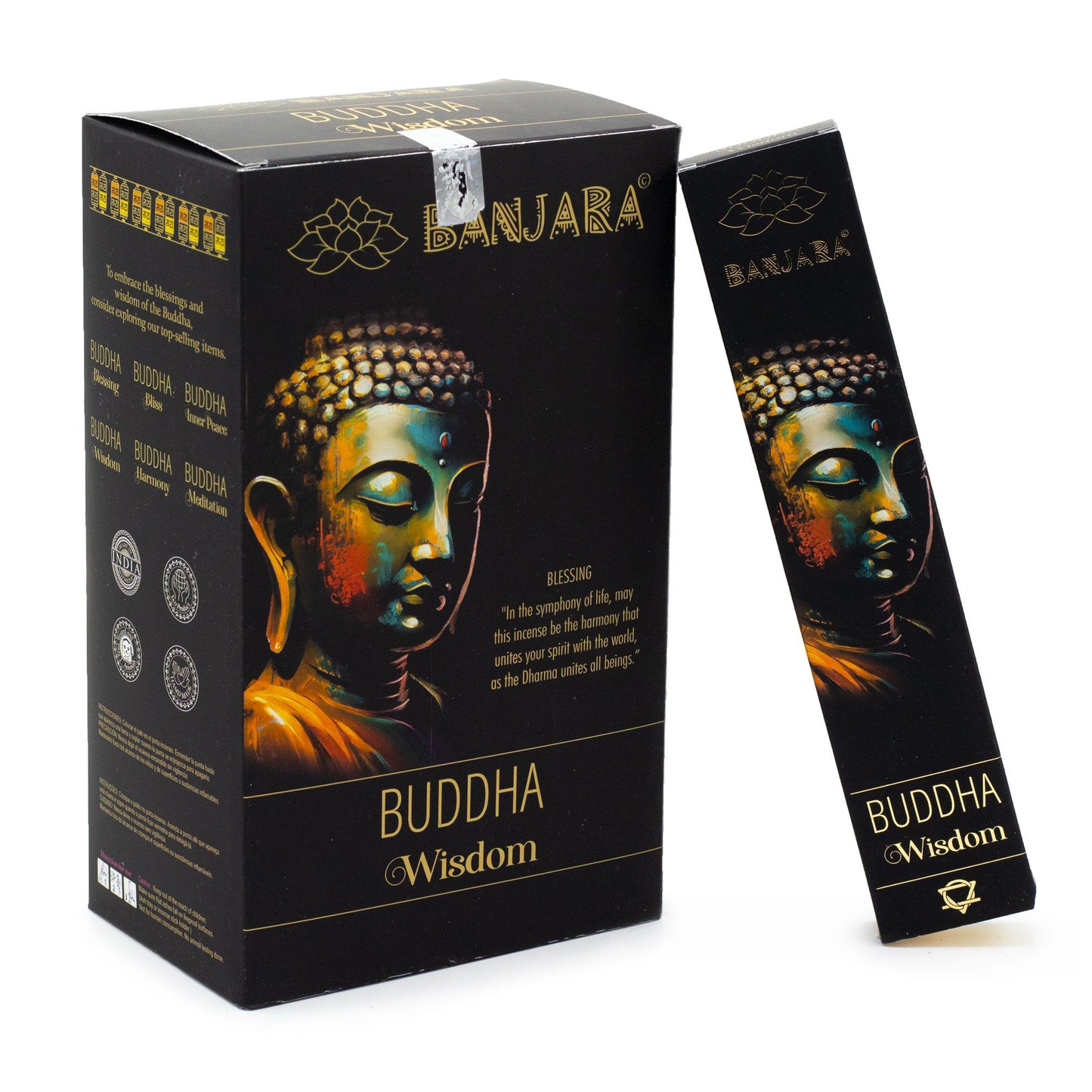 Handcrafted in India, Banjara Buddha – Wisdom Incense carries an elegant, gently herbal fragrance created to inspire clarity, insight, and deeper understanding. Each pack contains around 12 natural incense sticks, releasing a thoughtful, steady aroma that supports reflection, learning, and intuitive growth.

This mindful blend is ideal for study, meditation, divination, journaling, tarot reading, or any ritual where you seek guidance and clear thinking. Its subtle, centred fragrance creates an atmosphere of