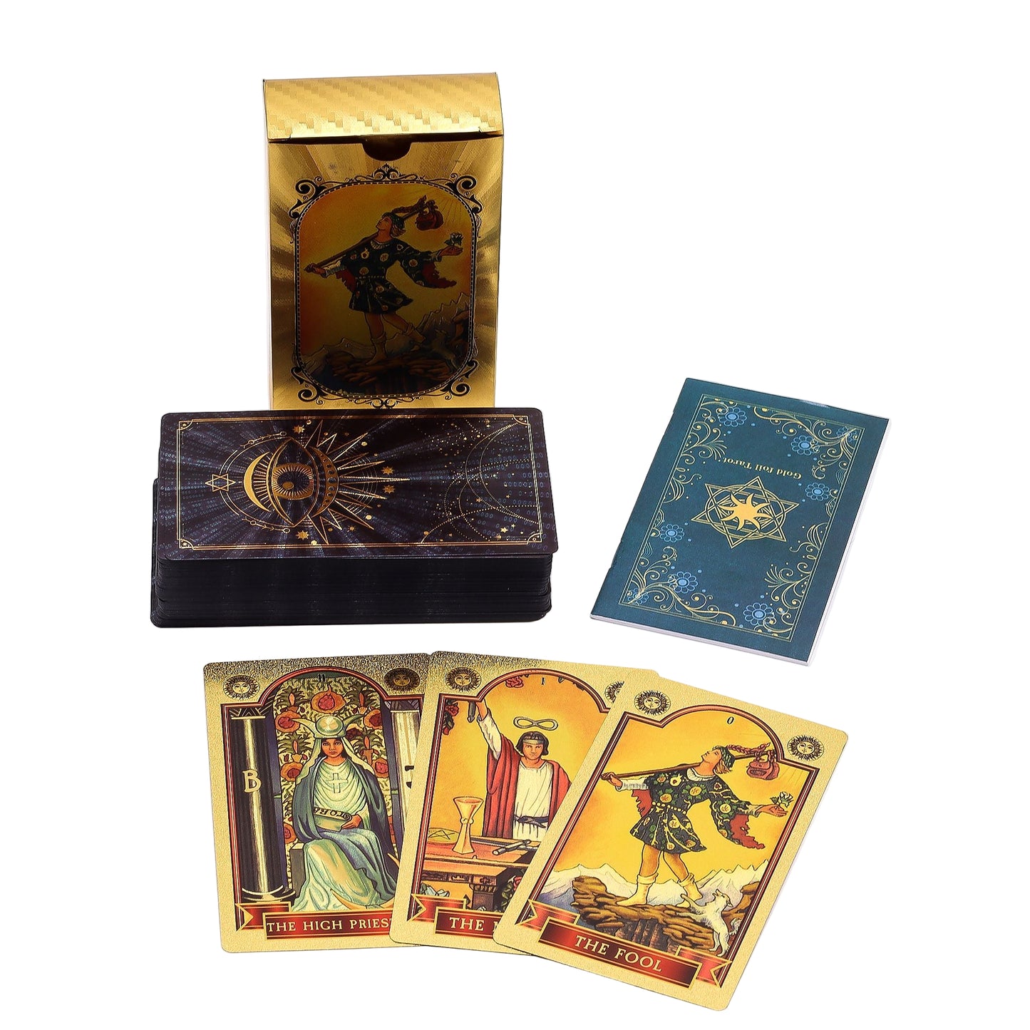 Discover insight, clarity, and deeper perspective with the All Seeing Eye Tarot Deck, a luminous 78-card PET set designed for readers who value symbolism, intuition, and striking visual artistry. Each card glows with blue and gold foil detailing, creating an ethereal effect that feels both mystical and modern.

The artwork embodies the essence of the inner gaze — the quiet voice of wisdom that encourages you to look beyond the surface and read between the lines. Whether you're a beginner or an experienced p
