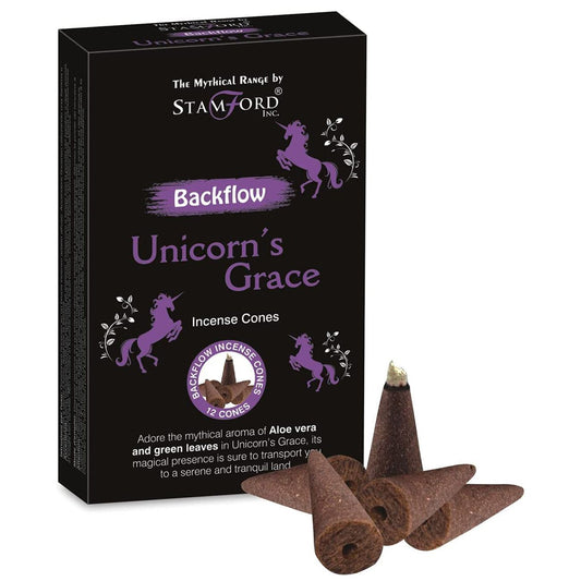 Step into a realm of enchantment with Stamford’s Mythical Backflow Cones – Unicorn Grace. Beautifully presented in decorative boxes, these incense cones capture the magic of mythical worlds and bring serenity to your space. Once lit, the cones release a fragrant smoke that is denser than air, cascading down through your backflow incense burner in graceful swirls and streams. The effect creates a mesmerising waterfall of fragrance, pooling gently at the base, filling your home with a long-lasting, soothing a