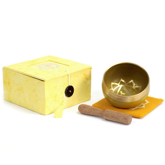 Ignite your inner fire...
This Solar Plexus Chakra Singing Bowl is a beacon of self-empowerment, helping you awaken the energy of will, confidence, and personal power. Aligned with the Manipura chakra, located just above the navel, it supports emotional strength and transformation.

Its vibrant yellow hue reflects the blazing energy of the Sun and Mars, bringing warmth, action, and joyful determination. Infused with the frequencies of Citrine, Amber, and Topaz, this bowl is a powerful ally for clearing emot