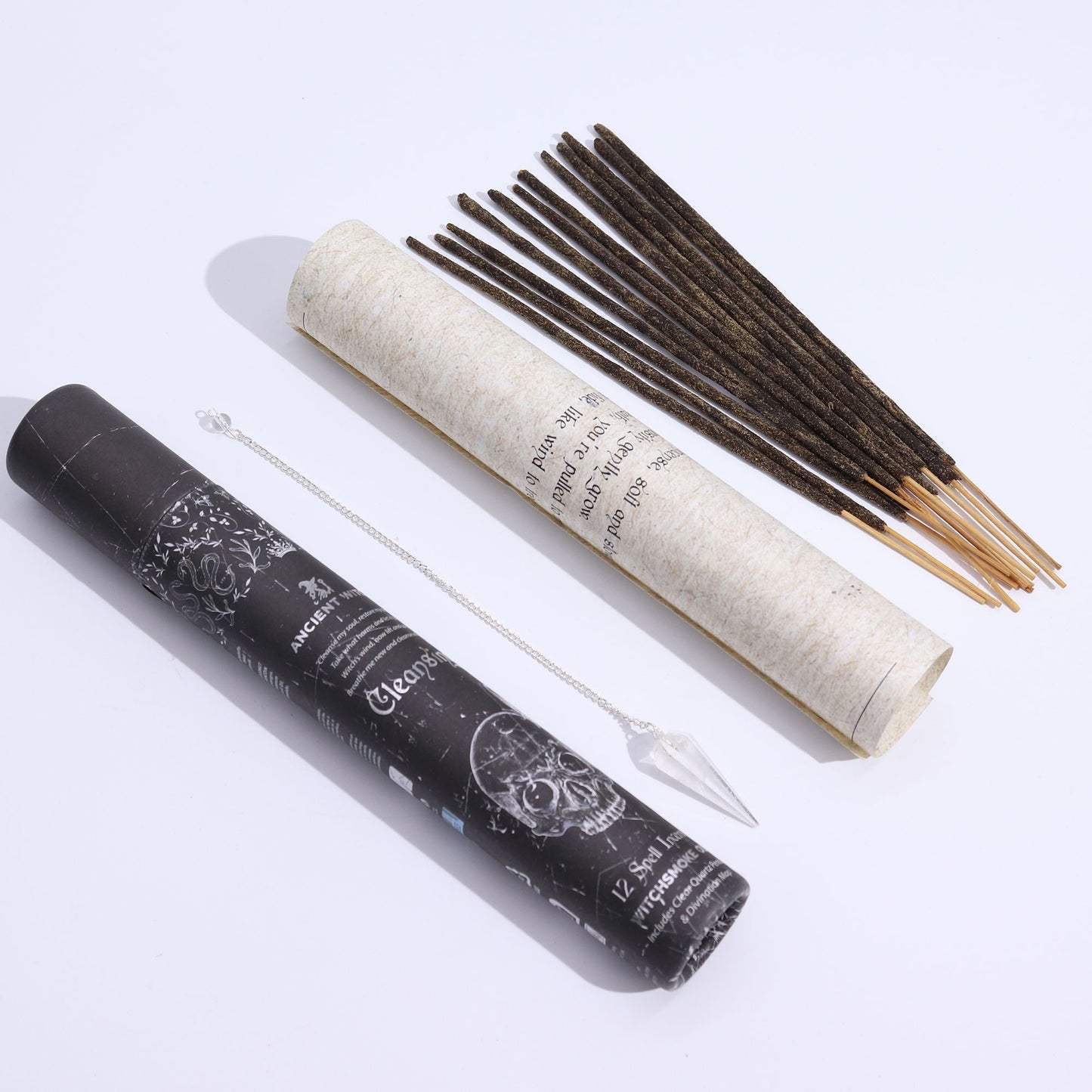 Cleansing Spell Incense – Smoky Oud Ritual Set with Rock Crystal Pendulum